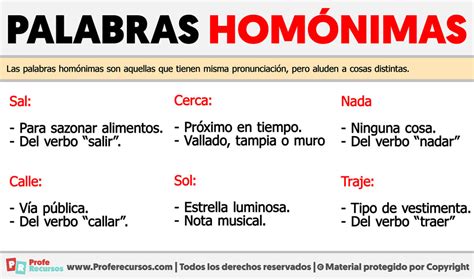 Ejemplos De Homonimos