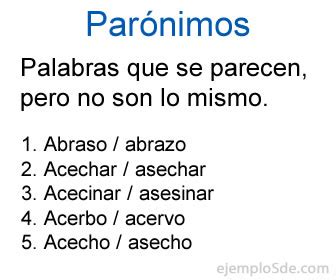 Ejemplos De Paronimos