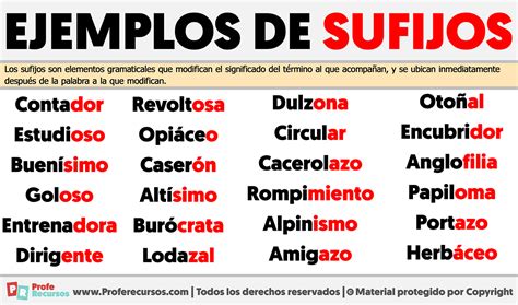 Ejemplos De Sufijos
