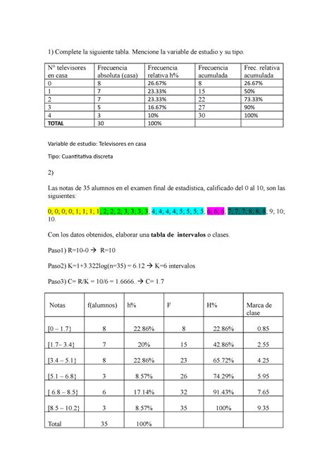 Ejercicios De Estadistica