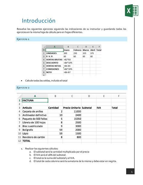 Ejercicios De Excel