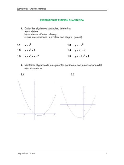 Ejercicios De Funcion Cuadratica