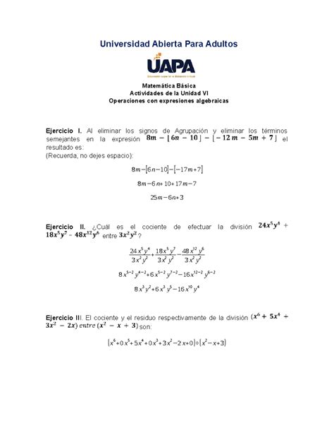 Ejercicios De Operaciones Basicas