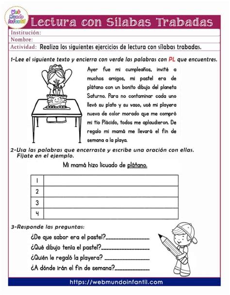 Ejercicios De Silabas