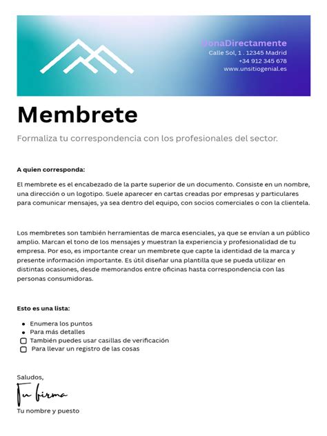 El Membrete Es Parte Integrante Del Encabezamiento