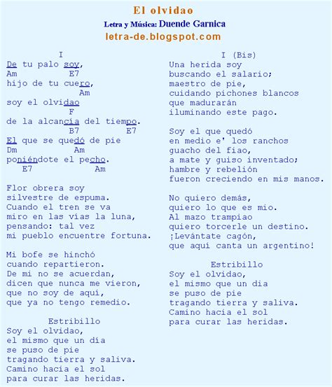 El Olvidao Letra