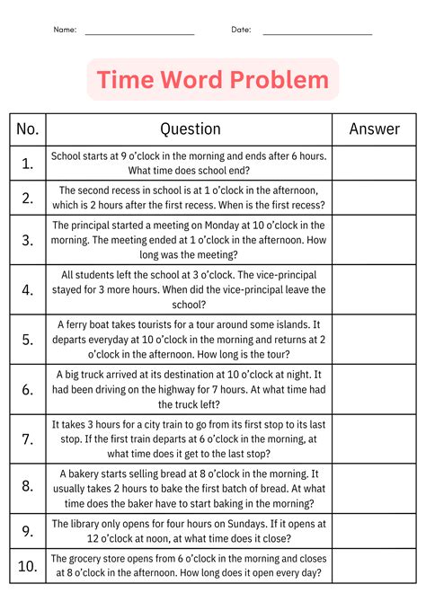 Elapsed Time Word Problems Grade 5