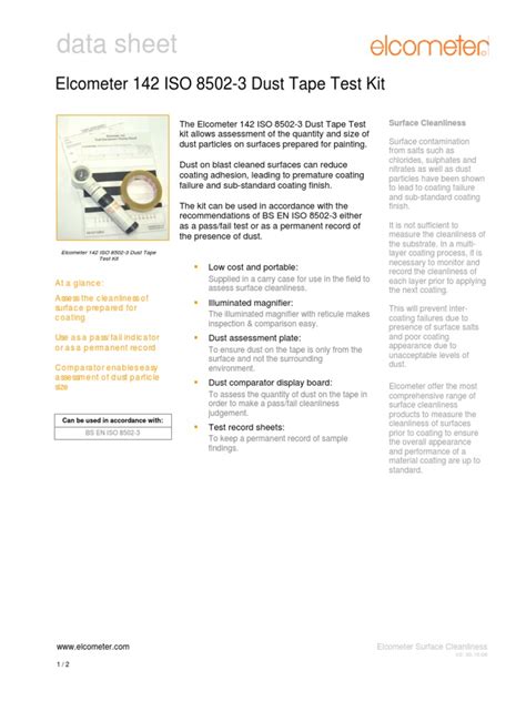 Full Download Elcometer 142 Dust Test Assessment Sheet 