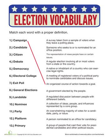Election Vocabulary Interactive Worksheet Education Com Election Day Fifth Grade Worksheet - Election Day Fifth Grade Worksheet