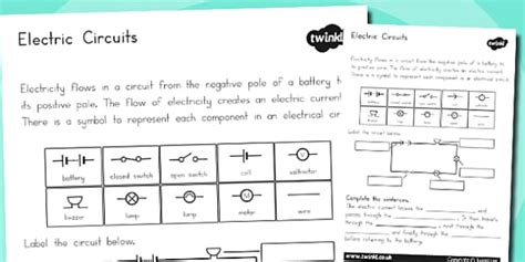 Electric Circuits Worksheet Teacher Made Twinkl Learning Electricity And Circuits Worksheet - Learning Electricity And Circuits Worksheet