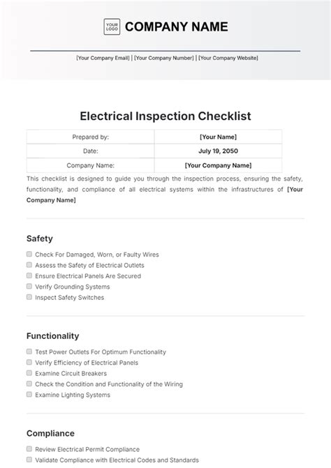 electric inspection report template