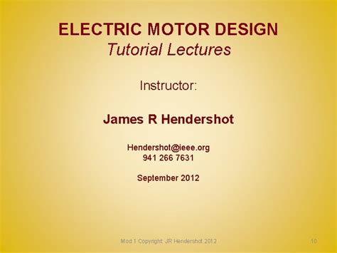 Electric Machine Design Tutorial Lectures Motor
