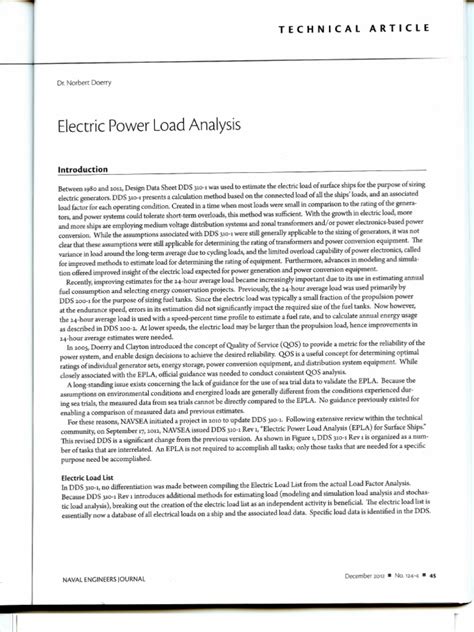 Electric Power Load Analysis Doerry