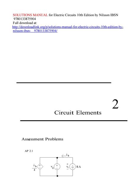 Full Download Electric Circuits Nilsson Riedel Solution Manual File Type Pdf 