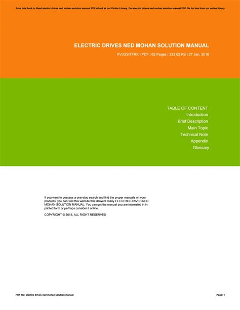 Read Electric Drives Mohan Solution Manual 