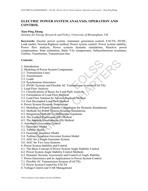 Full Download Electric Power System Analysis Operation And Control 