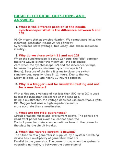 Electrical Answers