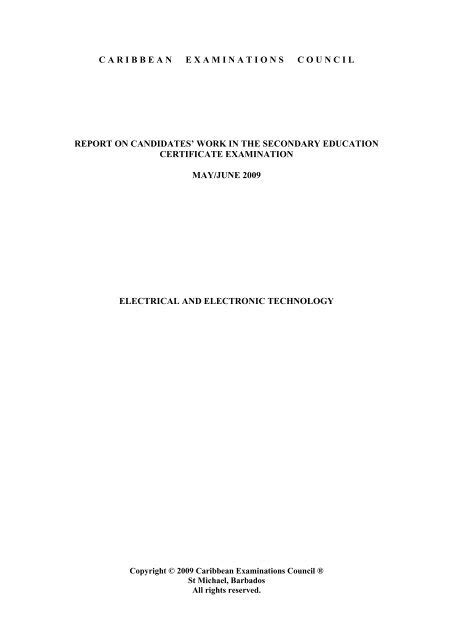 electrical electrical technology caribbean examinations council
