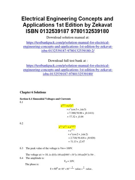 Electrical Engineering Concepts Applications Solutions Manual