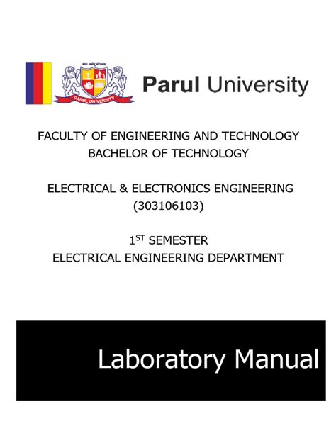 Electrical Engineering Lab Manual 1st Year