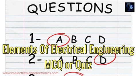 Electrical Engineering Mcq Type Question