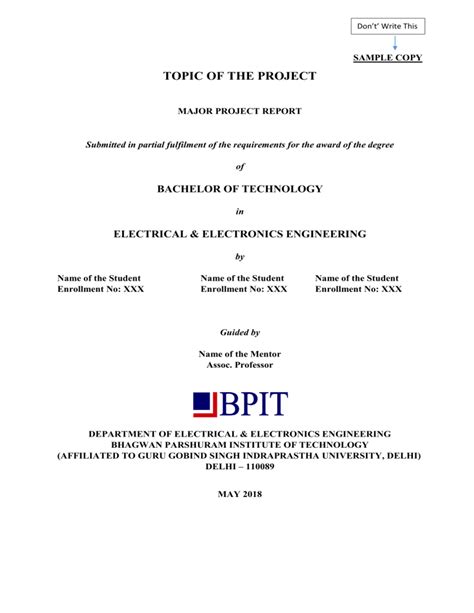 Electrical Engineering Project Design Document Sample