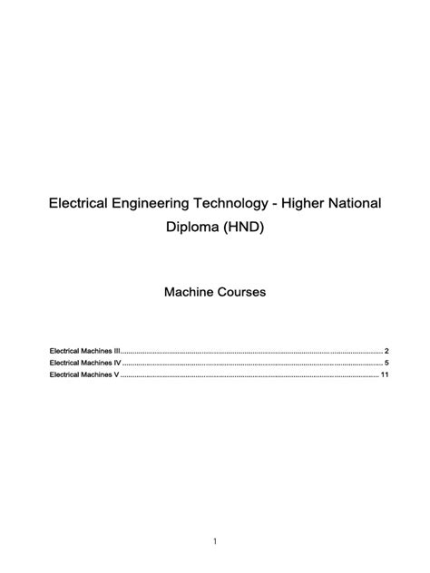 electrical engineering technology higher national diploma hnd