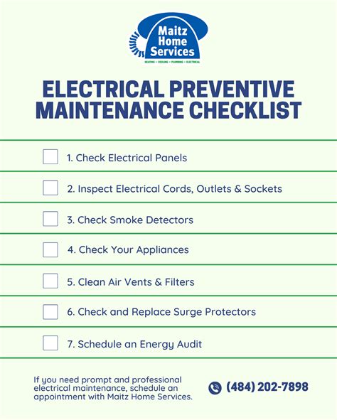 electrical equipment preventive maintenance checklist
