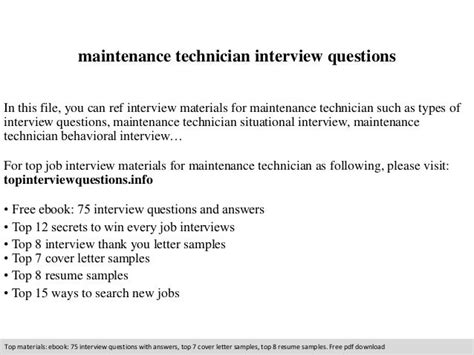 Electrical Maintenance Technician Interview Questions And