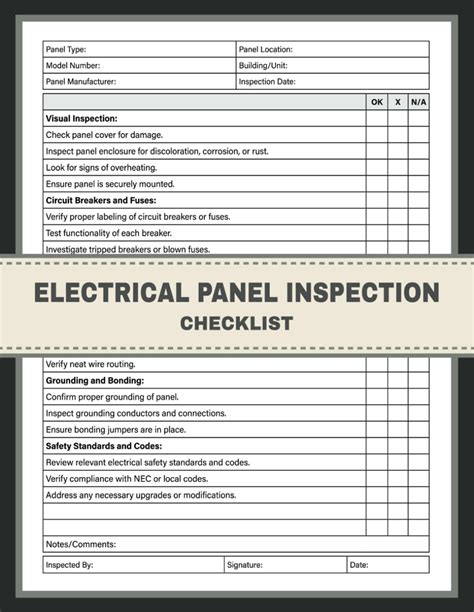 electrical panel board daily checklist