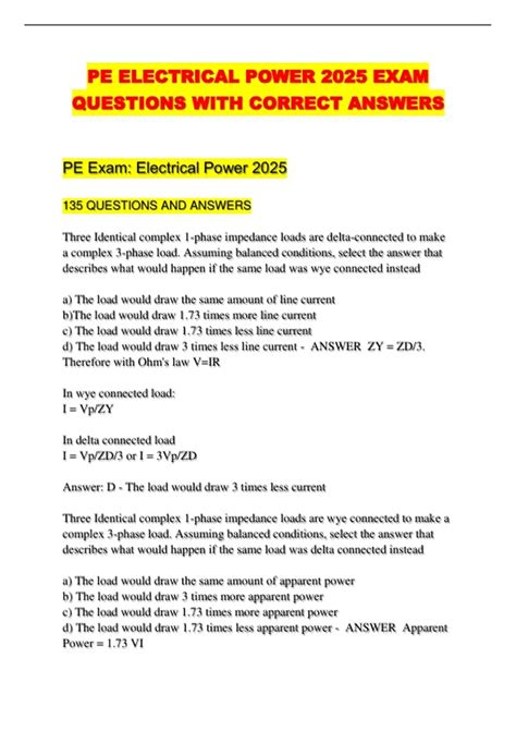 electrical pe exam sample questions