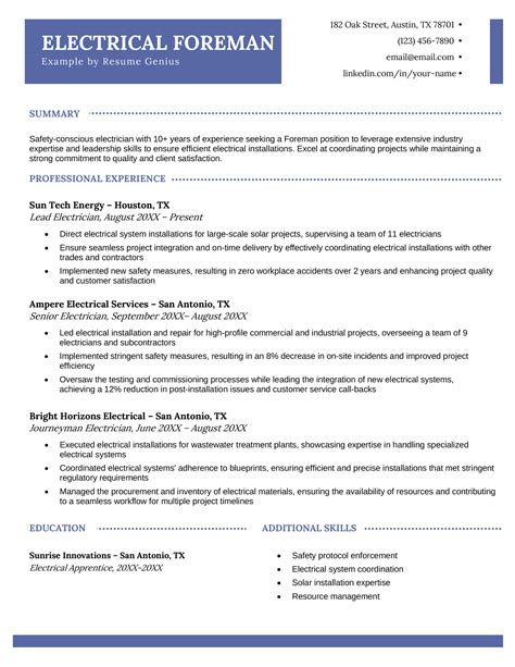 electrical resume sample bing
