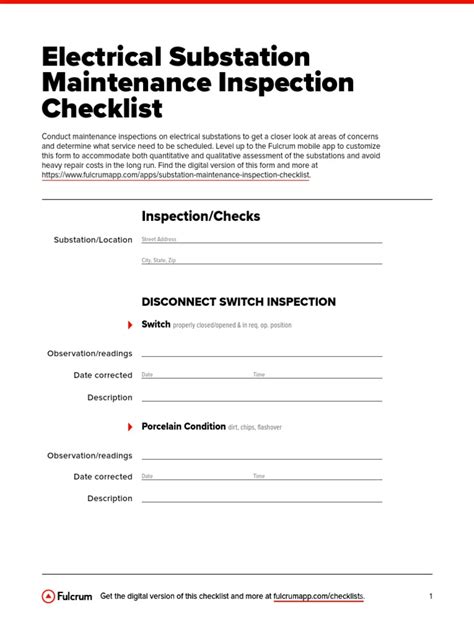 Electrical Substation Inspection Checklist