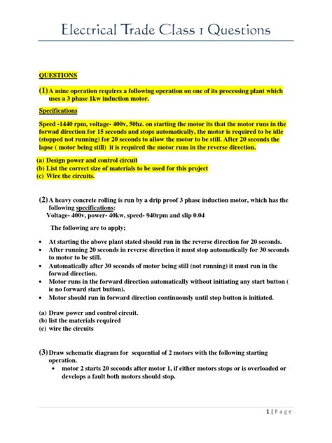 Electrical Trade Test Questions