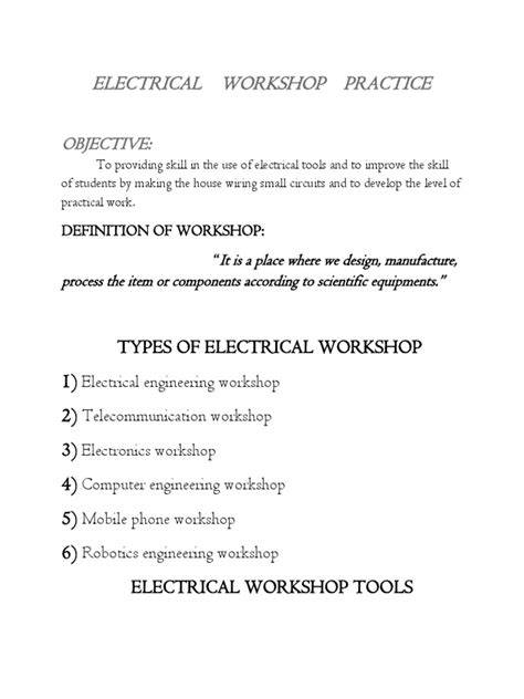 electrical workshop practice pdf