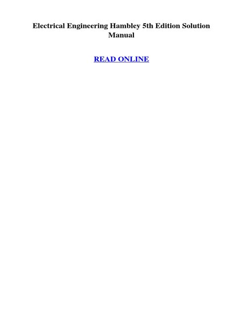 Read Online Electrical Engineering Hambley 5Th Solutions Manual Pdf 