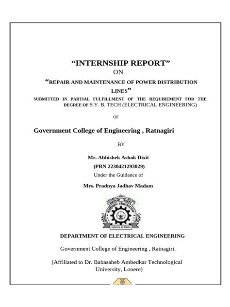 Read Online Electrical Engineering Internship Report On Power Distribution 