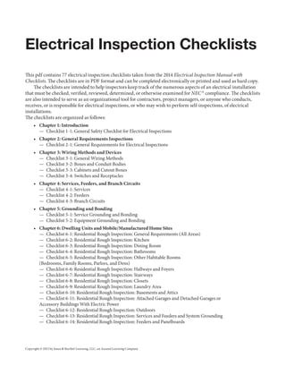 Read Electrical Inspection Checklists Jones Bartlett Learning 