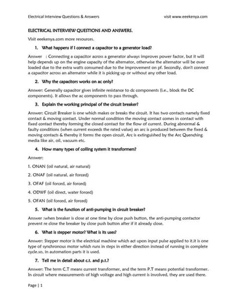 Download Electrical Interview Questions And Answers For Freshers 
