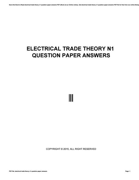Full Download Electrical Trade Theory N1 Question Paper 