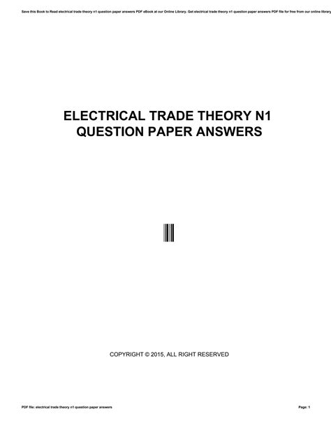 Read Electrical Trade Theory N1 Question Papers 2010 