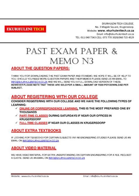 Download Electrical Trade Theory N3 Previous Question Papers 