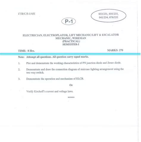 Read Online Electrician Question Paper 