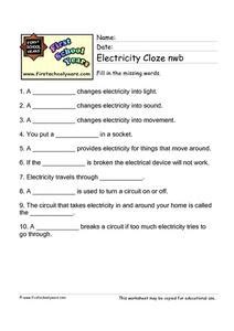 Electricity Cloze Activity
