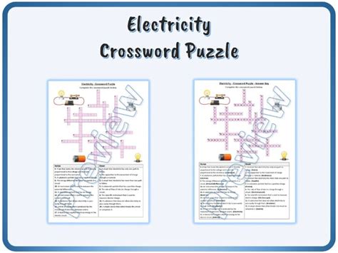 Electricity Crossword Puzzle Worksheet Activity Printable Electric Force Worksheet 7th Grade - Electric Force Worksheet 7th Grade