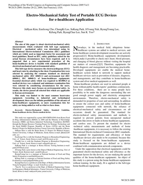 Read Electro Mechanical Safety Test Of Portable Ecg Devices For 