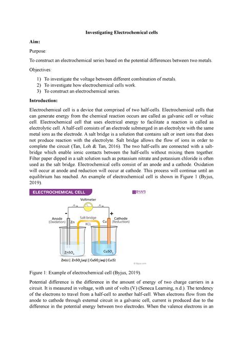 Read Electrochemical Cells Lab Answers Experiment 22 