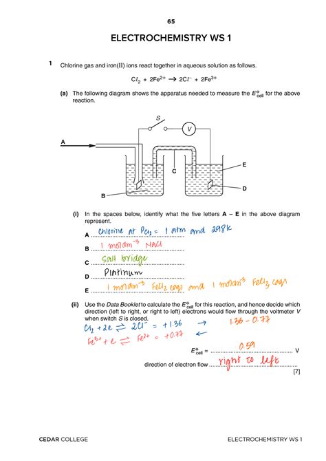 Electrochemistry Answers