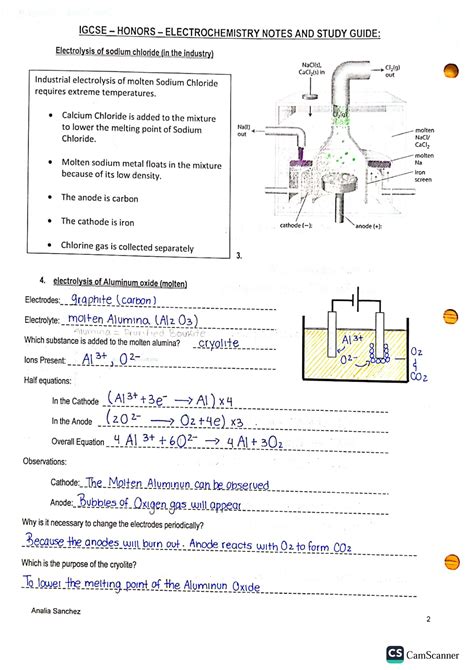 Electrochemistry Answers Study Guide