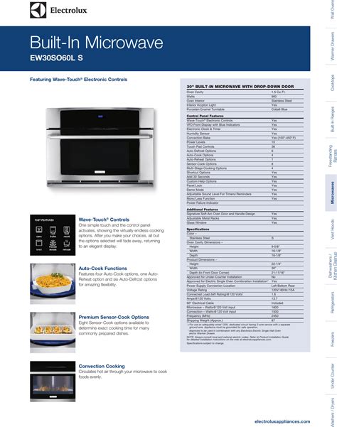 Read Online Electrolux Nutrition Microwave User Guide 